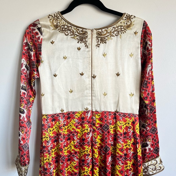 Red Long Sleeve Indian Ethnic Floor Length Evening Gown/ Anarkali - Picture 6 of 6